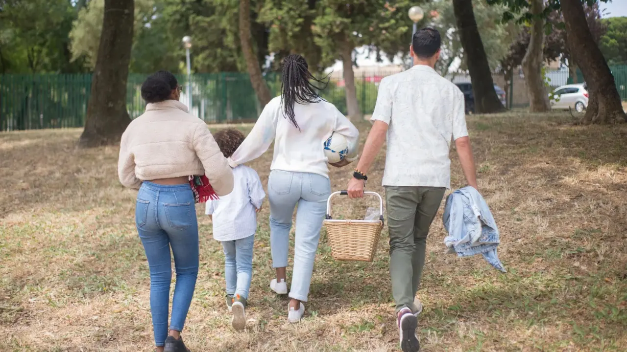 A family walking together in a park