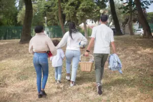 A family walking together in a park