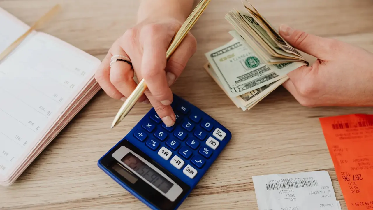 Notebook and calculator for personal budgeting