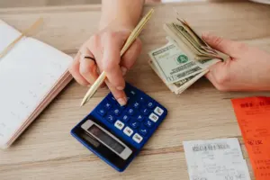 Notebook and calculator for personal budgeting